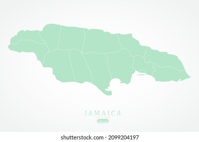 Jamaica Map - World Map International vector template with High detailed including green color and white outline isolated on white background - Vector illustration eps 10