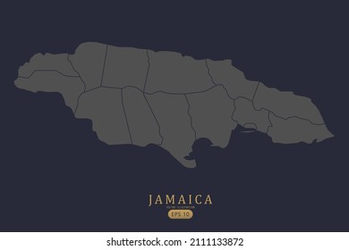 Jamaica Map - World Map International vector template with High detailed including grey and black outline color isolated on black background - Vector illustration eps 10