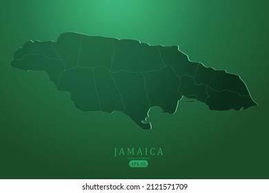 Jamaica Map - World Map International vector template with High detailed and Green gradient color isolated on green background for design, infographic - Vector illustration eps 10