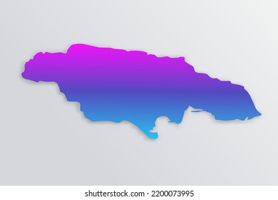 Jamaica Map - World map International vector template with 3D, paper style including shadow and Gradient blue, purple color on grey background for design, infographic - Vector illustration eps 10