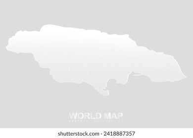 Jamaica Map - World Map vector template with High detailed including white and grey gradient color and white outline color isolated on grey background - Vector illustration eps 10