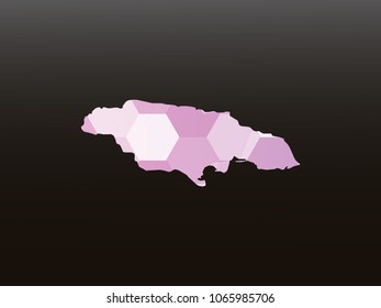 Jamaica map-Purple map made of hexagon on black and gray background, gradient color. Vector illustration eps 10.