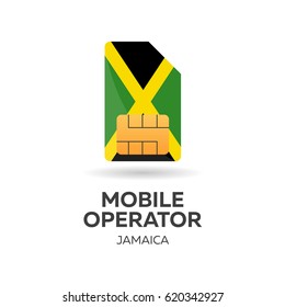 Jamaica mobile operator. SIM card with flag. Vector illustration