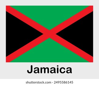 Jamaica national flag. Banner, state symbol, flagpole.