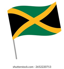 Bandeira nacional da Jamaica flutters with flagpole