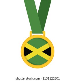 Jamaica national flag gold first place winners medal.