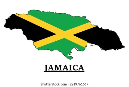 Jamaica National Flag Map Design, Illustration Of Jamaica Country Flag Inside The Map