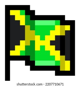 Jamaica National Flag Pixel Icon Vector Illustration