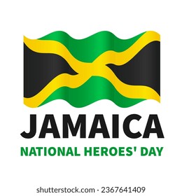 Jamaica National Heroes day Day typography poster. Jamaican holiday on third Monday in October. Vector template for banner, greeting card, flyer, etc