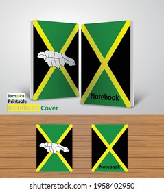Jamaica Notebook Design Mockup - 3D Book Template - National Country Map and Flag - Ready to Print Magazine Cover - Vector