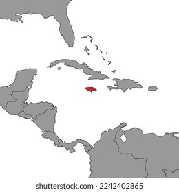 Jamaica on world map. Vector illustration.