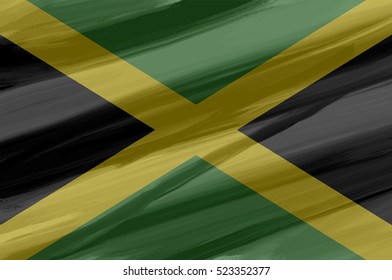 Jamaica painted / drawn vector flag. Dramatic, unusual look. Vector file contains flag and texture layers
