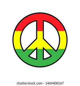 Jamaica Peace And Love Antiwar Isolated Icon Reggae Pacifism Symbol Hippie Culture Sign