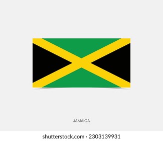 Jamaica Rectangle flag icon with shadow.
