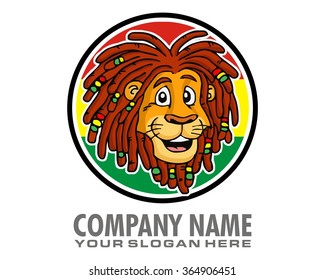 Jamaica Reggae Lion Mascot Cartoon Character Logo