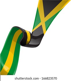 Jamaica ribbon flag isolated on white