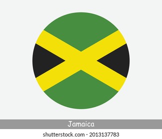 Jamaica Round Circle Flag. Jamaican Circular Button Banner Icon. EPS Vector svg
