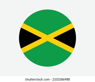 Jamaica Round Country Flag. Jamaican Circle National Flag. Jamaica Circular Shape Button Banner. EPS Vector Illustration. svg
