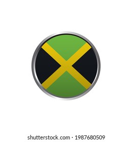Jamaica round flag. Vector illustration.