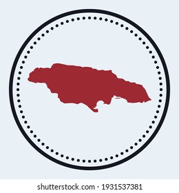 Jamaica round stamp. Round logo with country map and title. Stylish minimal Jamaica badge with map. Vector illustration.