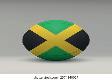 Jamaica rugby ball featuring the national flag design on a gray background