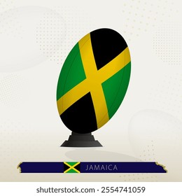 Jamaica Rugby Ball on Rugby Kicking Tees with Modern Design. Illustration perfect for sports, national pride, and rugby-related projects.