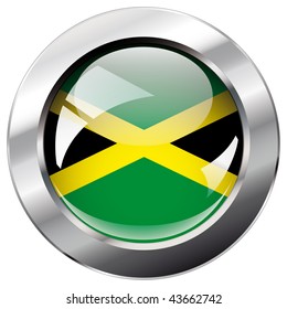 jamaica shiny button flag vector illustration. Isolated abstract object against white background.