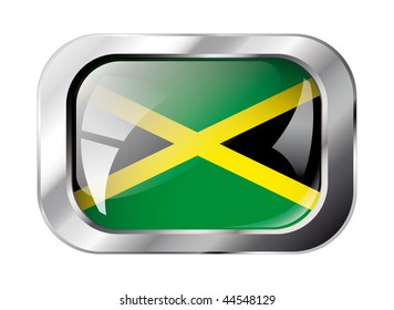 jamaica shiny button flag vector illustration. Isolated abstract object against white background.