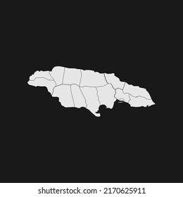 jamaica soft white map with black detail and background