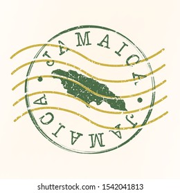 Jamaica Stamp Postal. Map Silhouette Seal. Passport Round Design. Vector Icon. Design Retro Travel. svg