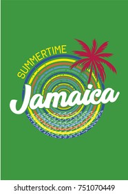 jamaica summertime circle palm tree vector colorful