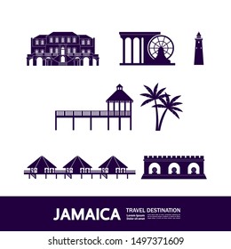 Jamaica travel destination grand vector illustration.