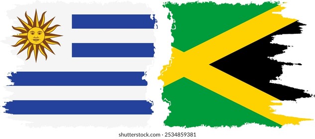 Conexión de banderas grunge de Jamaica y Uruguay, Vector