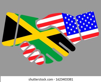 Jamaica and USA flags Handshake vector