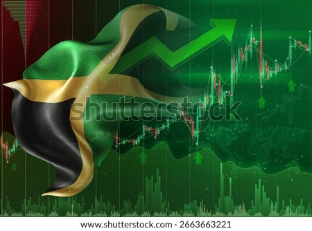 Jamaica, vector 3d flag financial exchange trend up
