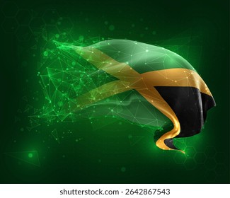 Jamaica, vetor 3d bandeira no fundo verde e números