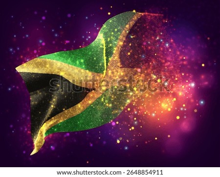Jamaica, vector 3d flag with a splash of paint dots, explosion of colored dots