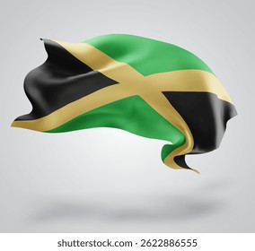 Jamaica, bandera 3d del Vector con las olas en un fondo blanco
