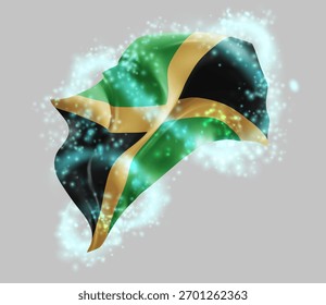 Jamaica, vetor 3d bandeira em turbilhão de radiância mágica