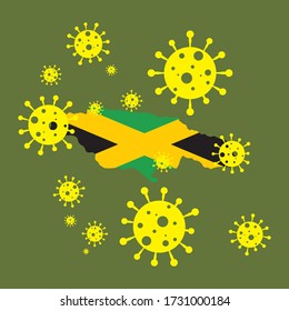 jamaica vector graphics map and corona virus