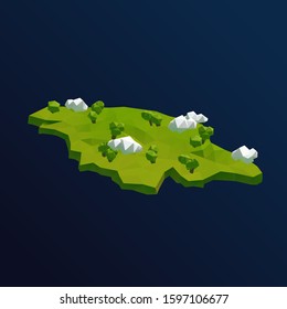 Jamaica Vector Low Poly 3D Cartoon Map