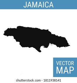 Jamaica vector map with country name, black on white background.
