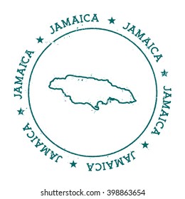 Jamaica vector map. Retro vintage insignia with Jamaica map. Distressed visa stamp with Jamaica text wrapped around a circle and stars. Country map vector illustration. svg