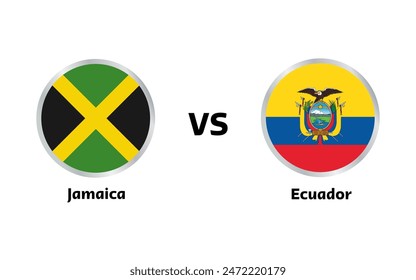 Jamaica vs Ecuador match , isolated on white background