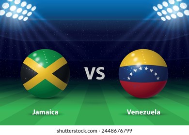 Jamaica vs Venezuela. America football tournament 2024, Soccer scoreboard broadcast graphic template