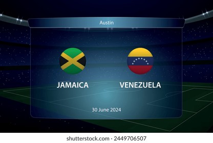 Jamaica vs Venezuela. Torneo de fútbol americano 2024, marcador de fútbol transmitido Plantilla gráfica