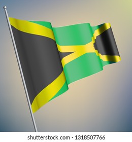 Jamaica waving 3D flag. National symbol, realistic vector illustration. Eps10. - Vetorial