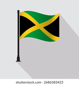 Ilustración vectorial de poste de bandera de Jamaica