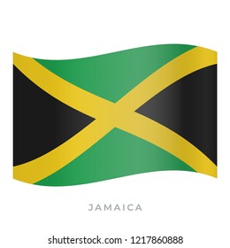 Jamaica waving flag vector icon. National symbol of . Vector illustration isolated on white.