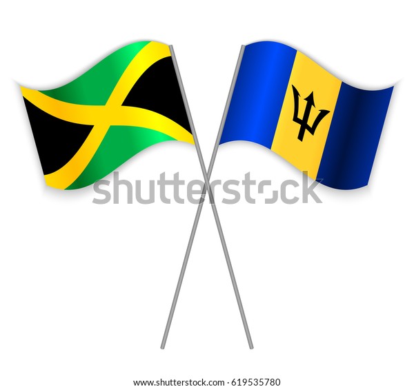 Jamaican Barbadian Crossed Flags Jamaica Combined Stock Vector Royalty Free 619535780